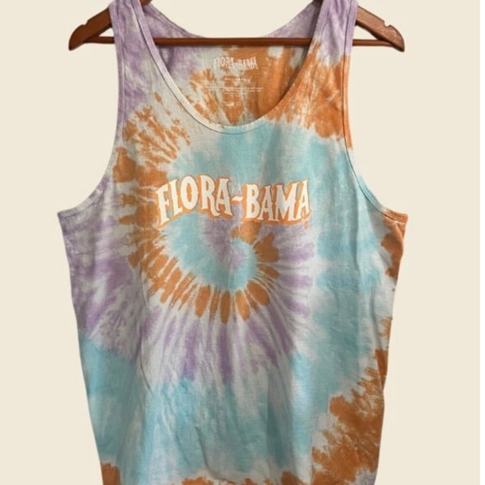FLORA-BAMA Wavy Logo Tie-Dye Tank Top Size L